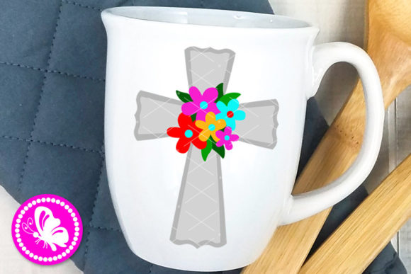 Cross Flowers Easter Christian Sign: Graphics for Crafts